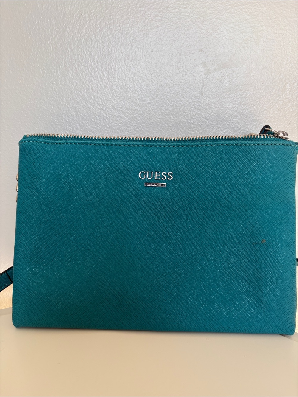 GUESS Teal Crossbody with Silver hardware